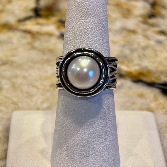 ⭐️ Israel Pearl Sterling Silver Ring Size 5.5/6 - Picture 8 of 14